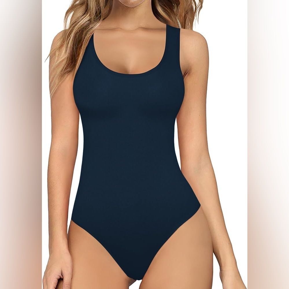 Mangopop Blue Scoopneck Sleeveless Bodysuit XL